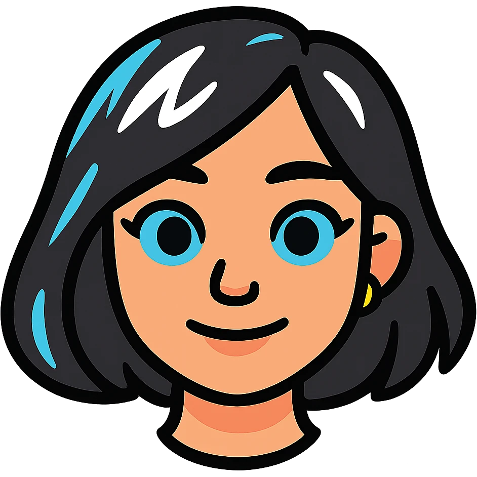 Remove the white outline around the edges while preserving the original style and colors. Make the character look slightly more informal by adding painted white strands of hair and a nose piercing, without changing the illustration style. emoji