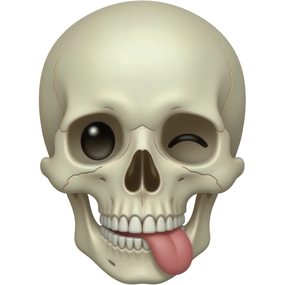 A skull winking and sticking tongue out emoji