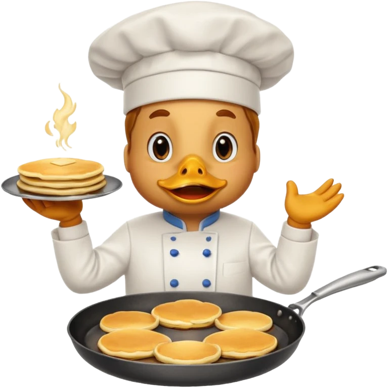 Duck chef is flipping pancakes emoji