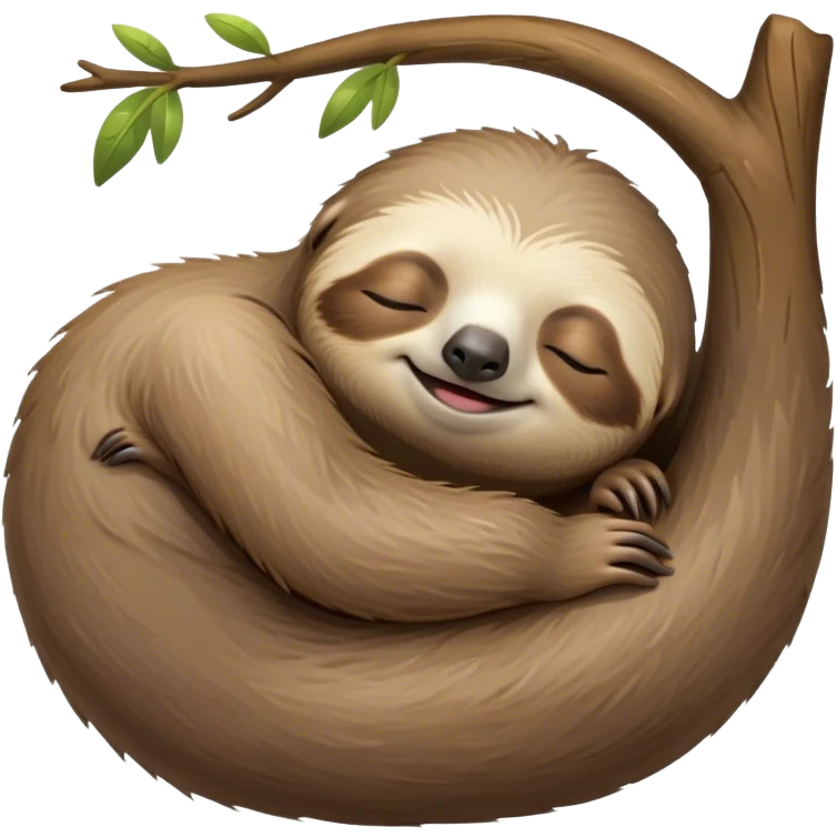 Meme-Worthy cute Sleeping Sloth Portrait Emoji, Head resting peacefully with a contented smile, showcasing a luxuriously soft, fuzzy form and eyes gently closed in serene slumber, Simplified yet comically adorable features, highly detailed, glowing with a soft, drowsy glow, high shine, relaxed and utterly lovable, stylized with an air of playful laziness, bright and heartwarming, soft glowing outline, capturing the essence of a sleeping sloth that feels destined to become the next viral icon of adorable rest! emoji