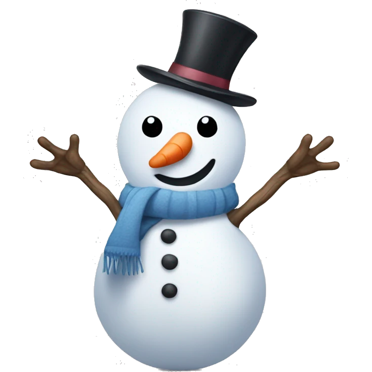 A snowman who’s trying to hug you; no hat  emoji