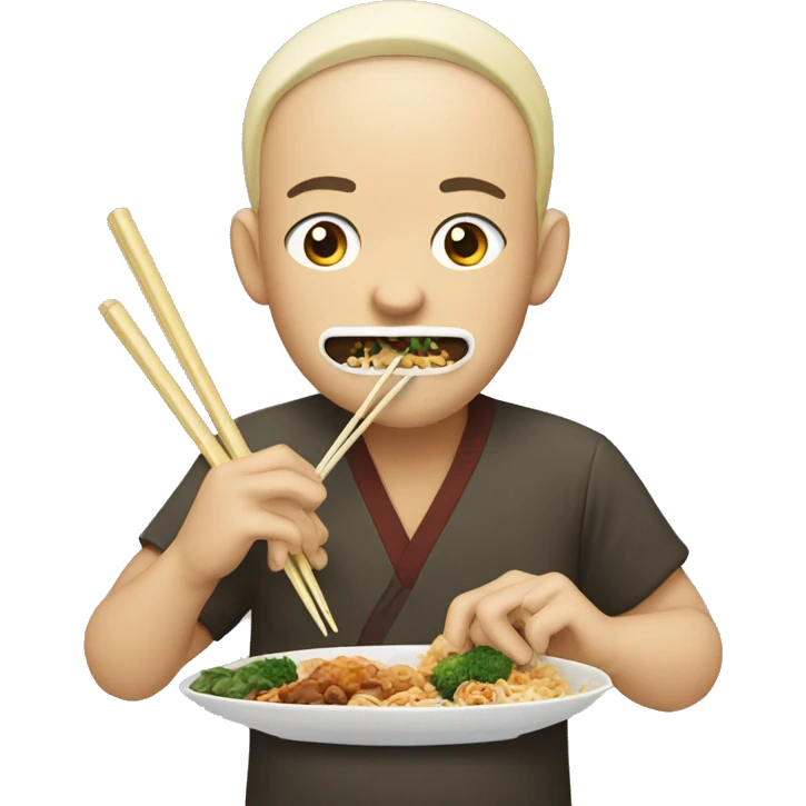 Person eating Asian food but can’t use chopsticks emoji
