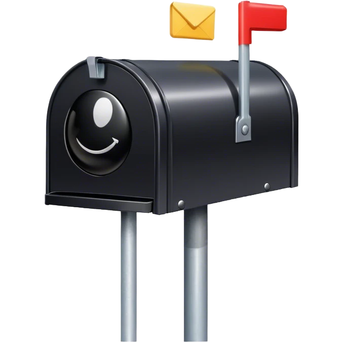 Mailbox with a black sphere inside. The black sphere has a fuse emoji