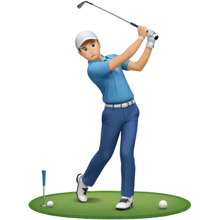 Animation of a golfer hitting a ball emoji