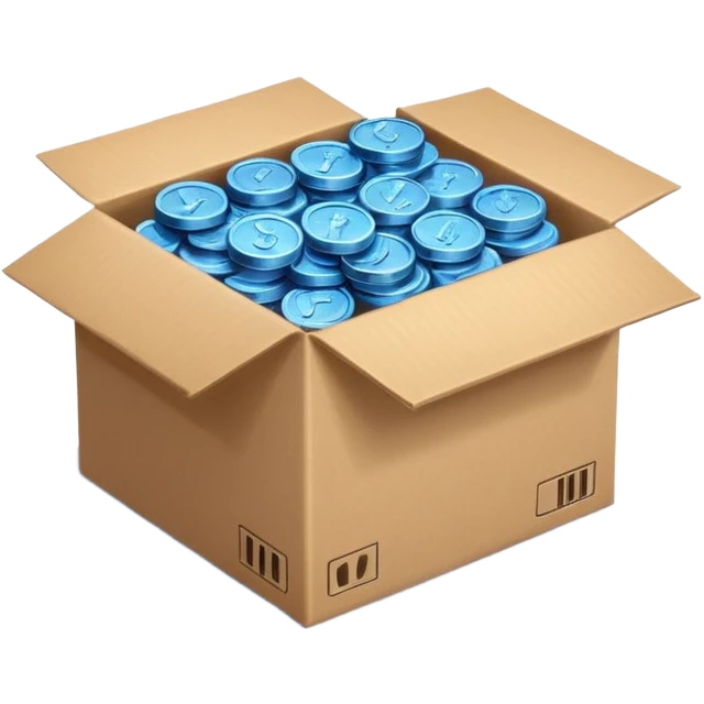 blue coins credit in a cardboard package emoji