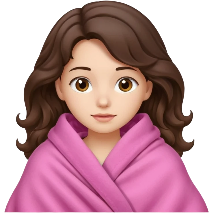 Brunette girl wavy wearing pink blanket nothing underneath emoji