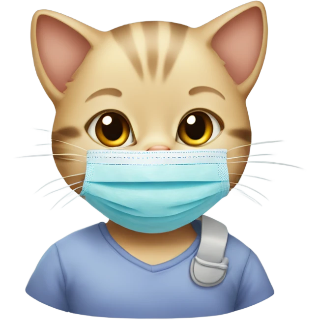 baby cat with covid mask emoji
