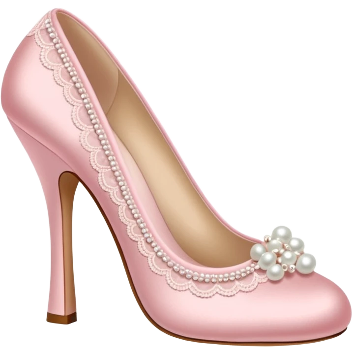 baby pink heel shoe with pearls and lace emoji