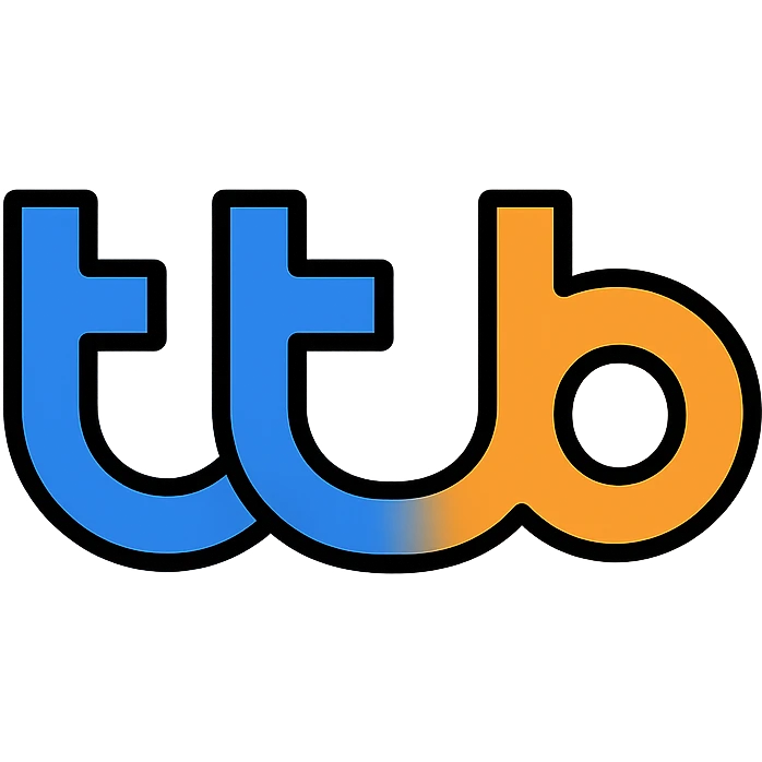 TTB BANK logo, modern clean style, blue and orange color scheme, minimalistic, digital icon emoji
