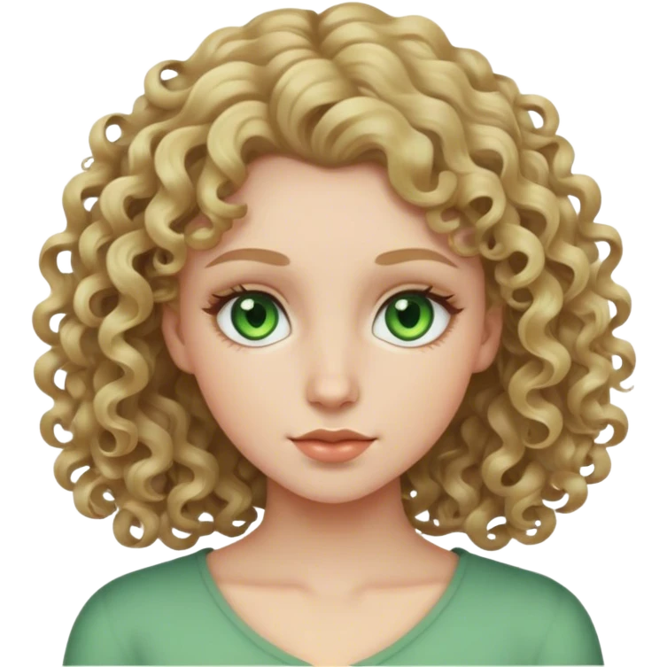 pale dark blonde curly girl with green eyes emoji