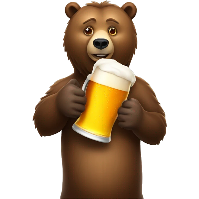 grizzly bear holding a pint of beer emoji