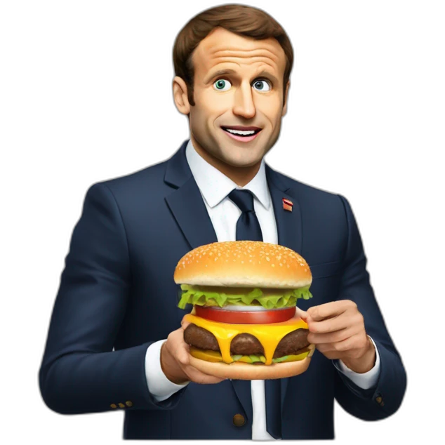 Macron eat burger emoji