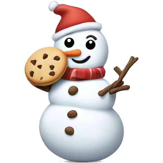 Snowman eating cookies emoji