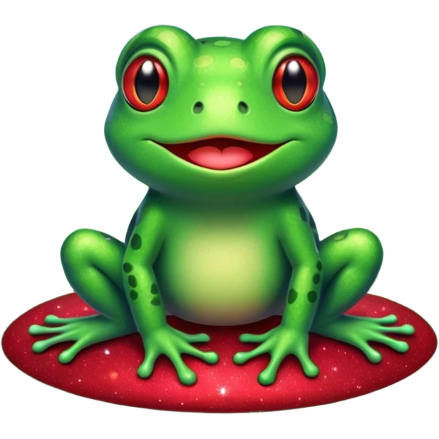 Frog Happy Cute Red Glitter Space emoji