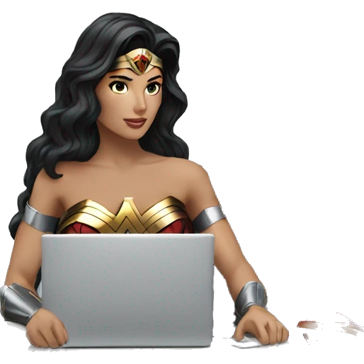 Wonder woman using computer emoji