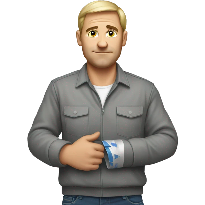 a russian bold man with some duct tape in his hand emoji