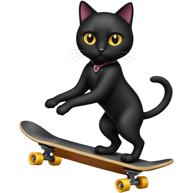 Black cat skateboarding emoji