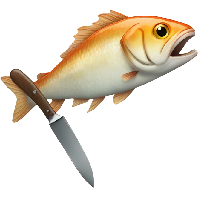 A fish with a knife in its mouth emoji