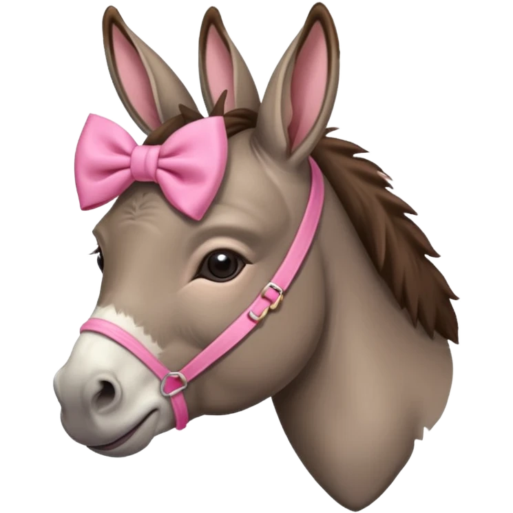 una burra con moño rosa y dando un  emoji
