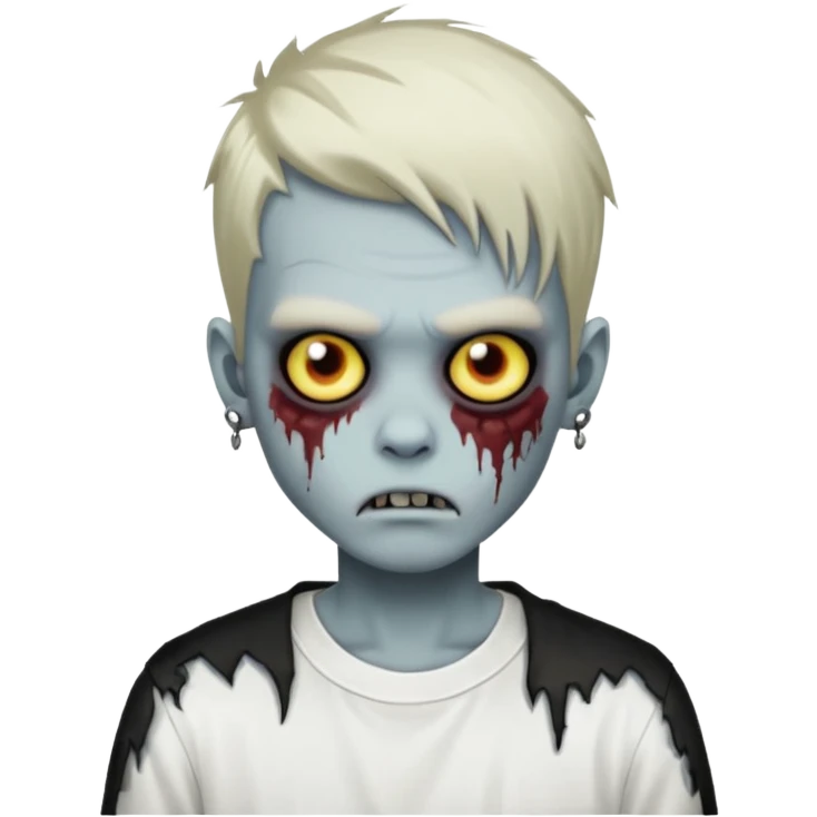 zombie boy with emo hair piercings and white shirt emoji