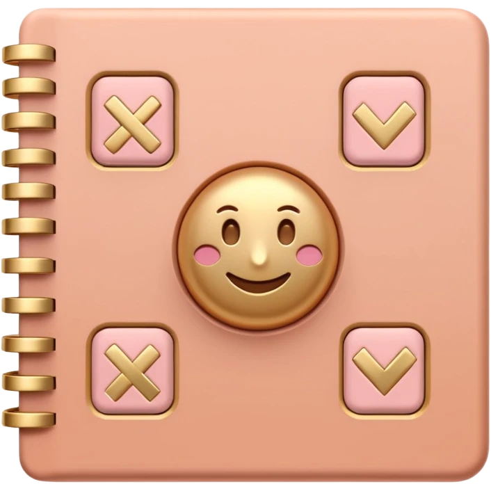 modern elegant planner with checkmarks emoji, 3D style, pastel terracotta pink and gold, clean design emoji