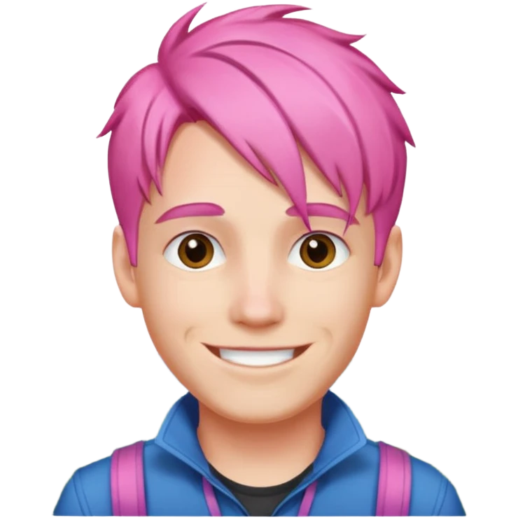 smiling male outdoors portrait with pink hair emoji