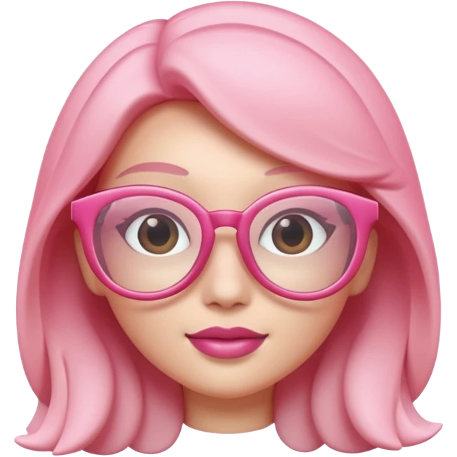 A 3D cartoon rose-pink spectacle with glossy curved frames and soft reflections, feminine Memoji-style rendering. emoji