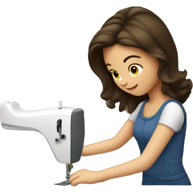 Brunette girl sewing  emoji
