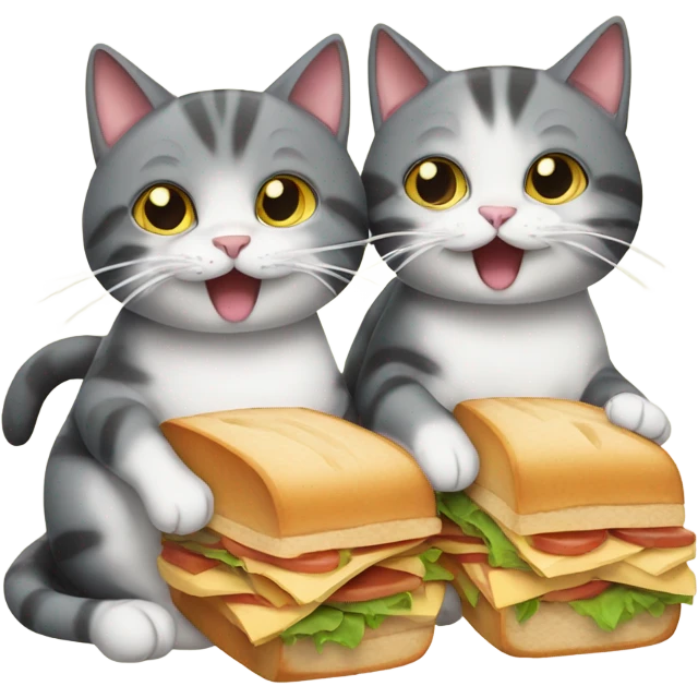 2 cats eating sandwhiches emoji