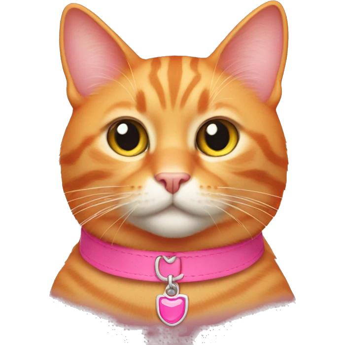 All orange cat with pink collar emoji