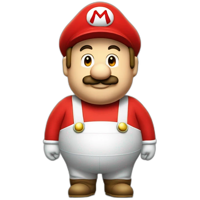 fat plumber waring a red mario bros suit emoji