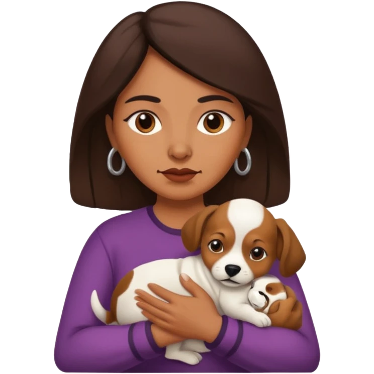 middle age mexican woman with puppy showing passion - strong and barely controllable emotion emoji