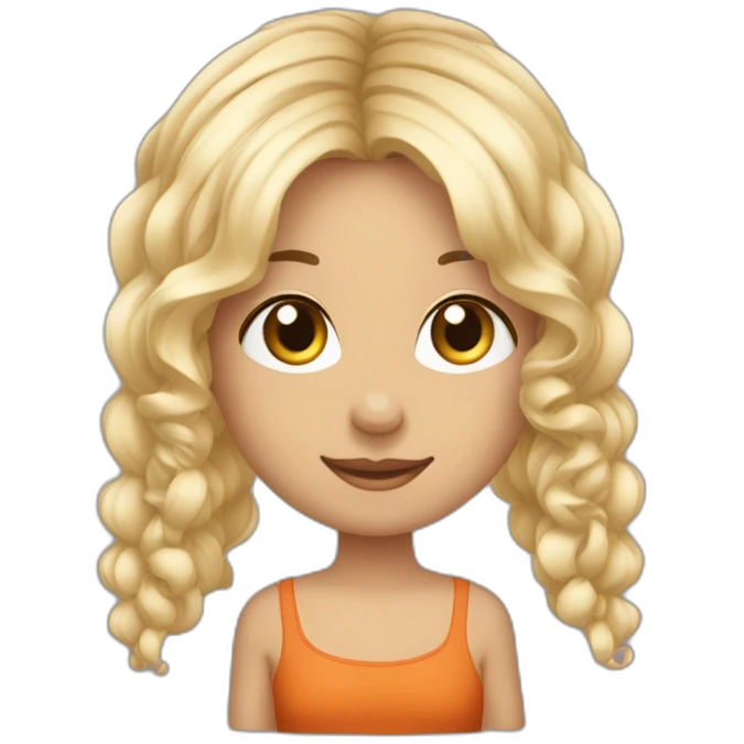 Criança de cabelo loiro enrolado e branca sorrindo emoji