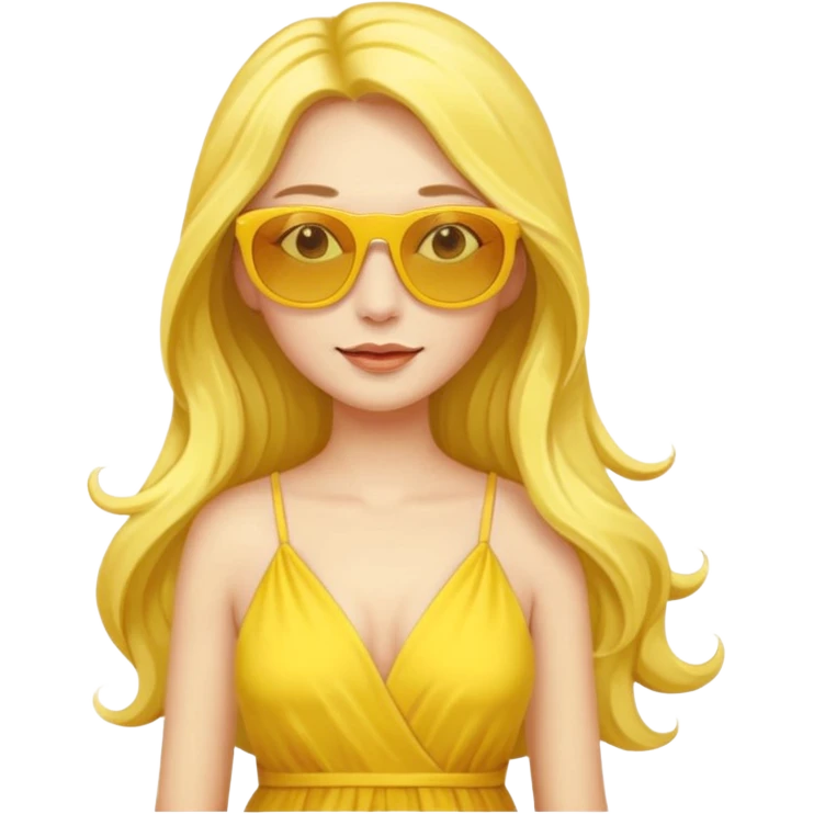 yellow glass and yellow dressed woman long hair emoji