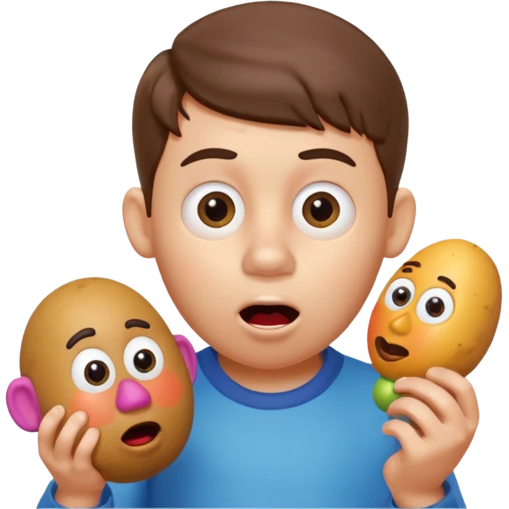 Boy eating Mr Potato Head emoji
