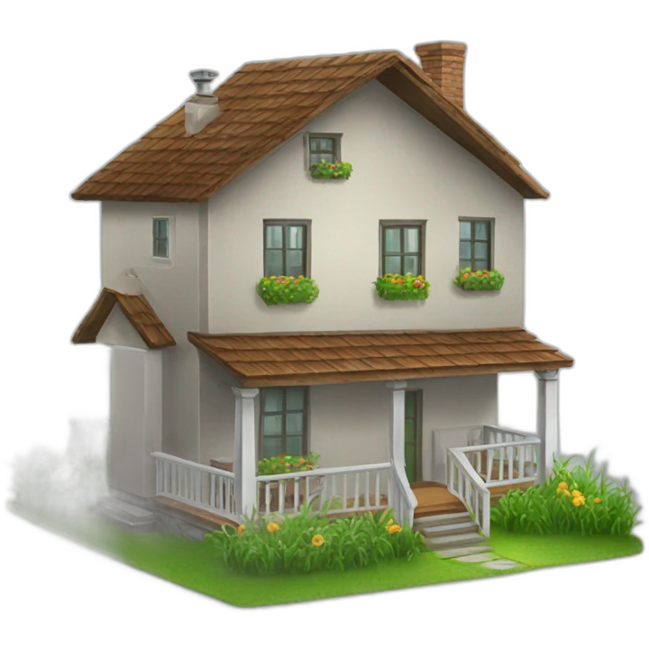 house with a balcony with grass emoji