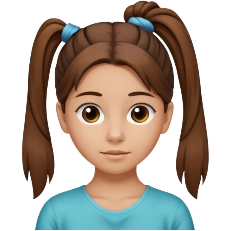 Normal skinned, tiny nosed, brown haired girl with Tying a ponytail emoji