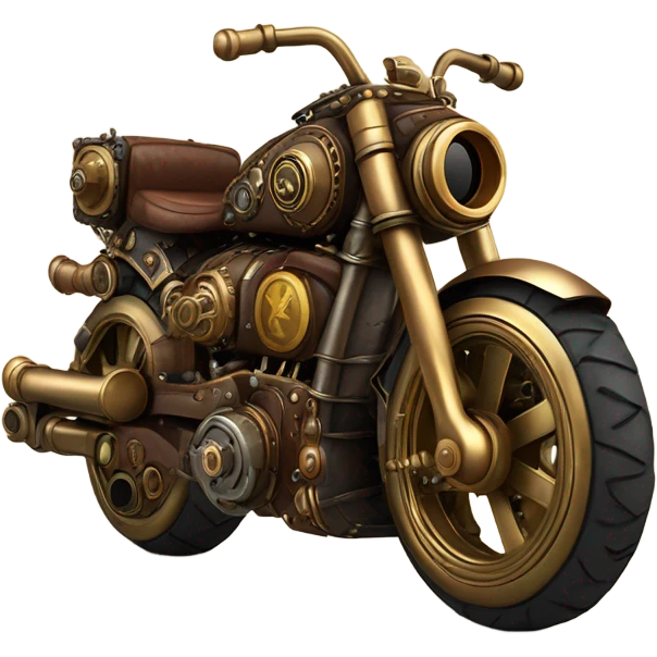 steampunk motorbike direct back view emoji