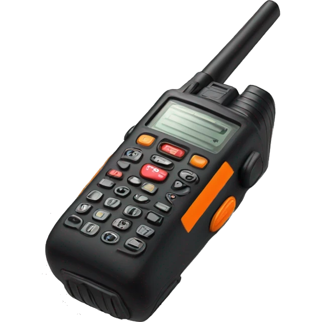 black walkie talkie with red-orange button on side emoji
