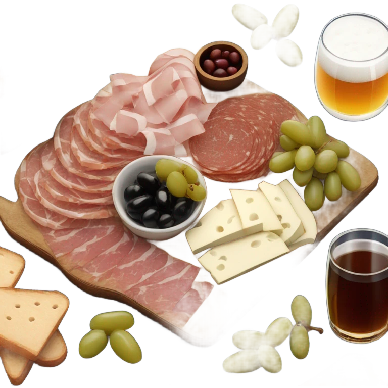 charcuterie with a beer emoji