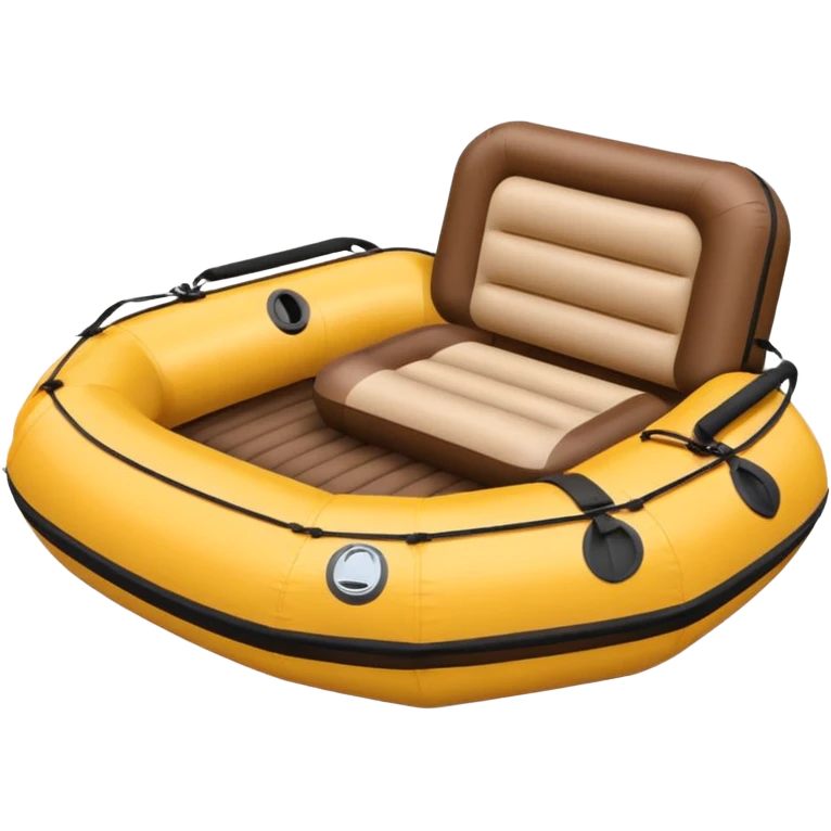 brown round shape inflatable boat with several black chairs around the perimeter emoji