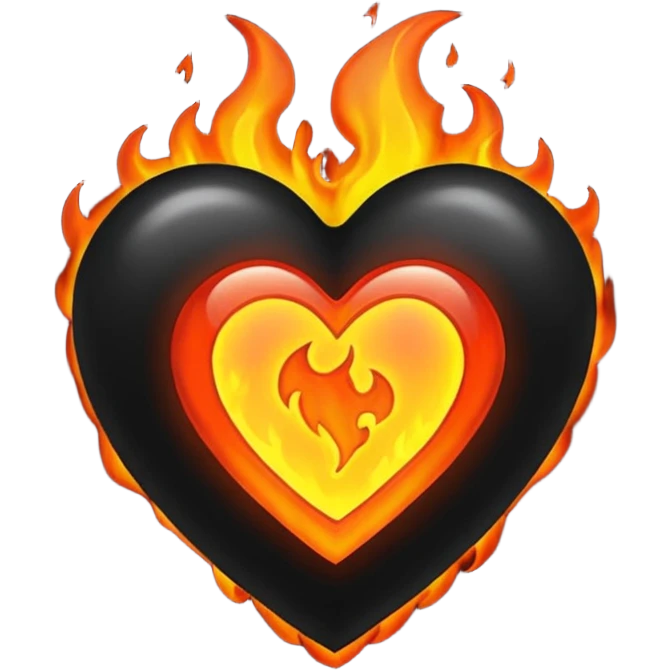 black heart emoji with fiery outline emoji
