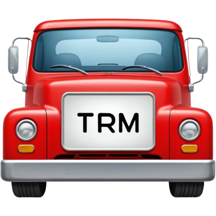 red truck with a plate showing white "TIR" on the front emoji