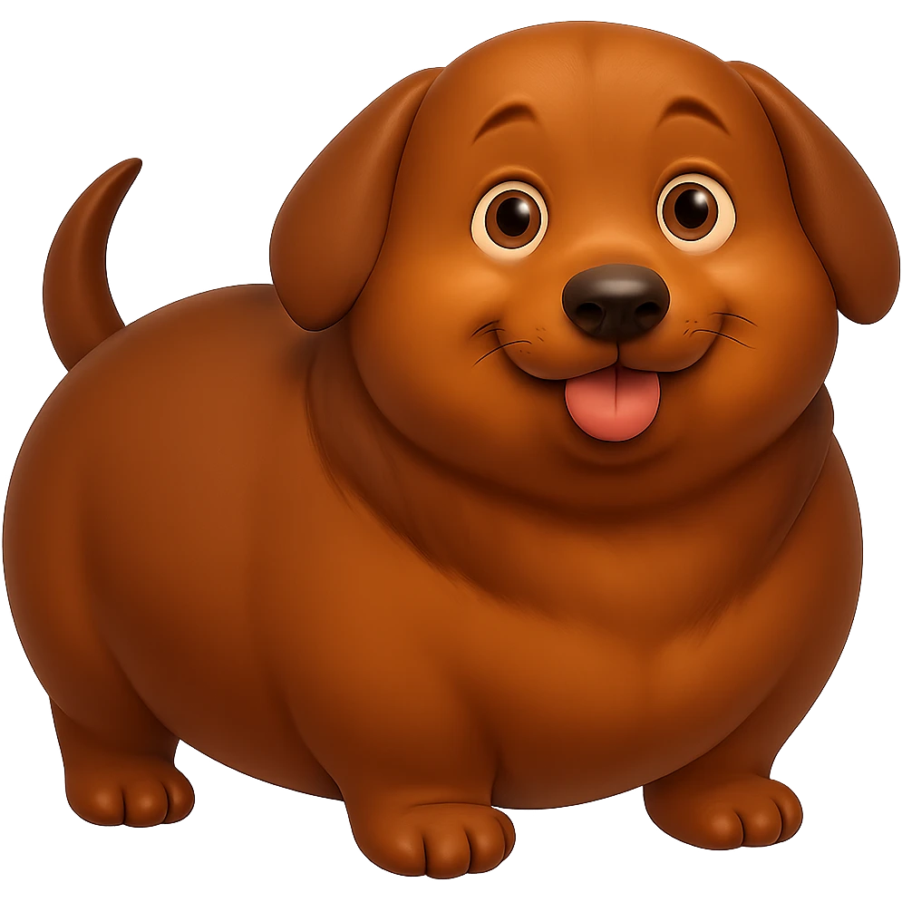 Make the dachshund dog even chubbier, keeping the same style as the original image. Remove the background. emoji