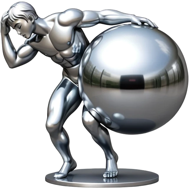 sorayama Sisyphus carrying big sphere on his back sculpture emoji