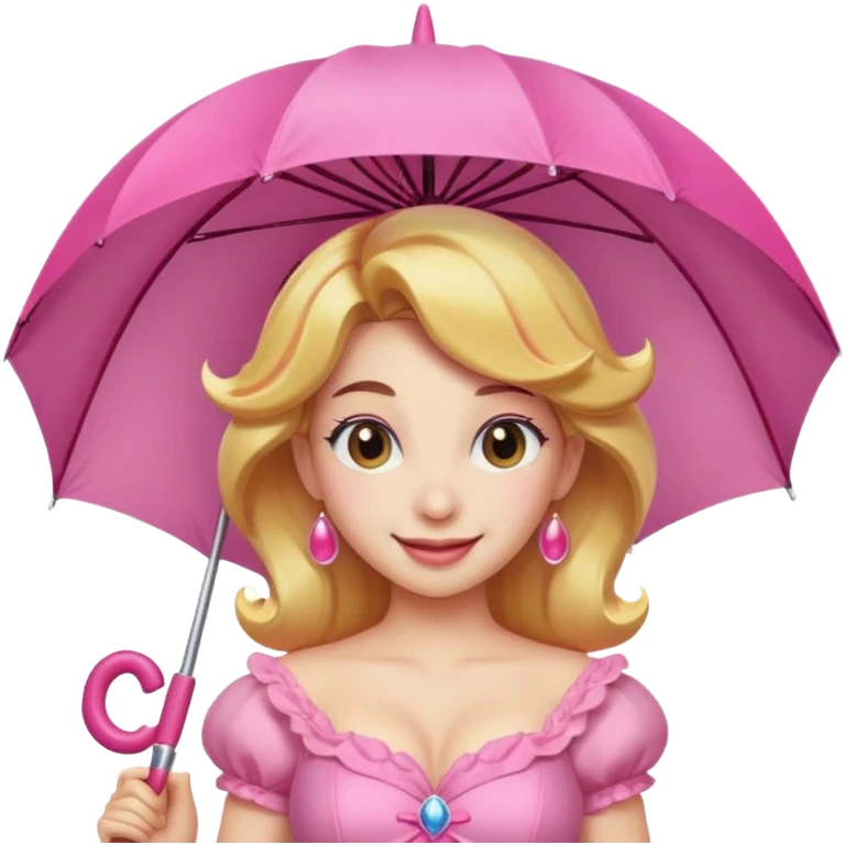princess peach with a pink umbrella  emoji