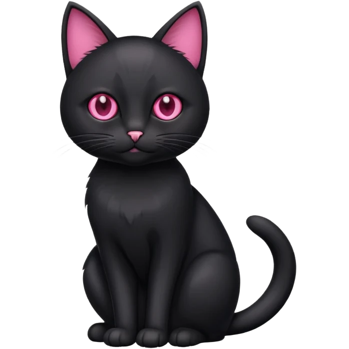 Black cat with pink eyes emoji