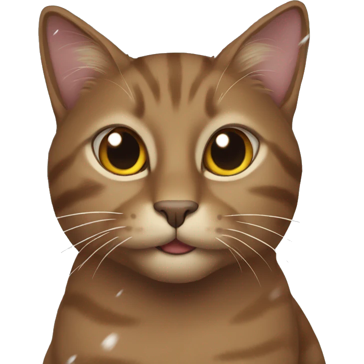 Brown cat coverowe in snow emoji