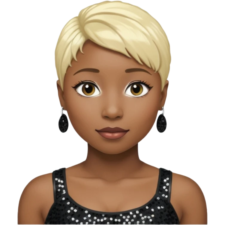 Cynthia Erivo with blonde hair, black sequin crop top emoji