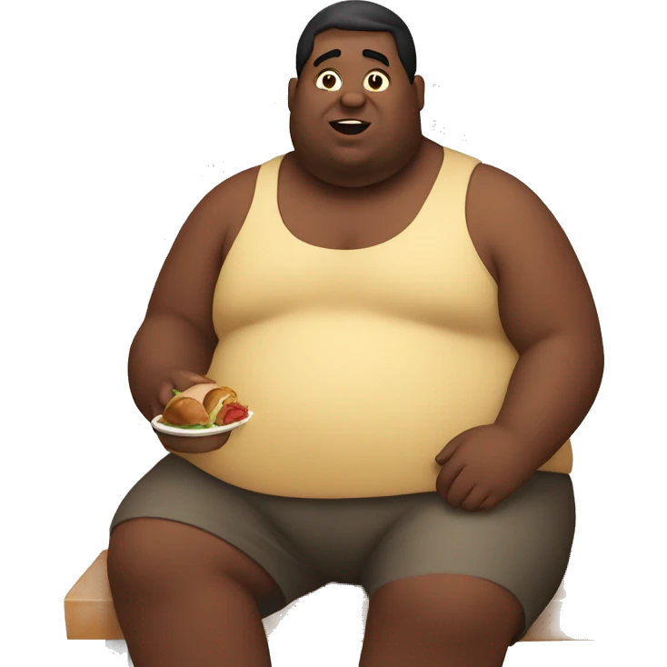 Fat person sitting down eating turkey  emoji